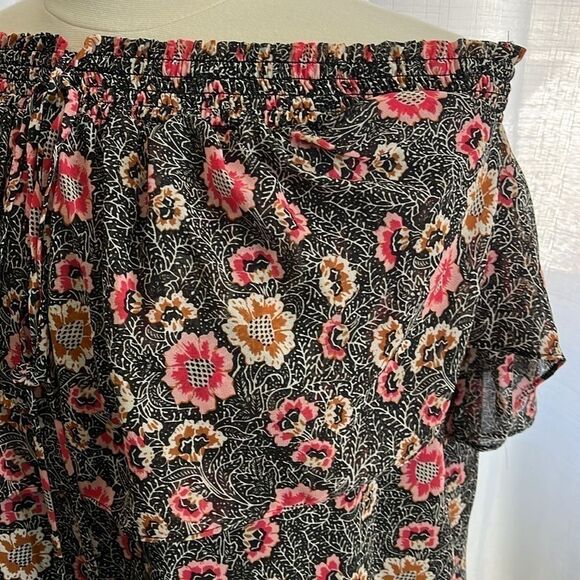 Rebecca Minkoff Ghiradelle Off Shoulder Ruffled Top Small Floral Black halter - Picture 5 of 11